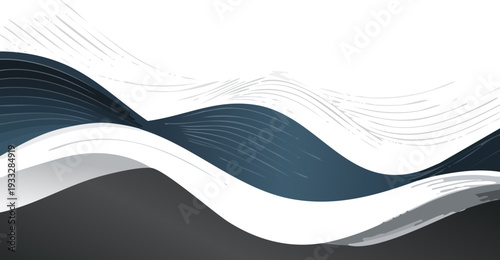 Abstract wavy lines in shades of blue and white on a gradient background.
