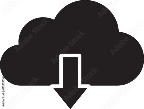 Cloud with Download Arrow Icon for Technology Concept