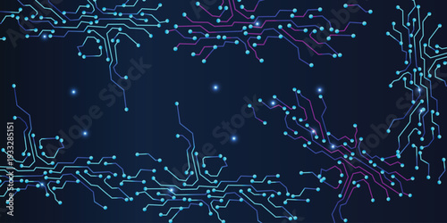 Circuit board digital abstract background. Motherboard technology texture design.  Futuristic blue circuit board background. Minimal vector motherboard Vector illustration