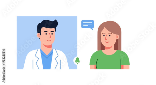 Online Doctor Video Call Consultation Vector Illustration