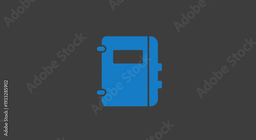 Blue book graphic on gray