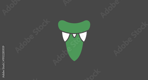 Green gator snout with pointy white teeth on dark gray background