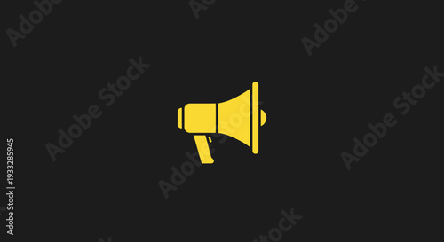 Yellow megaphone icon against a dark background