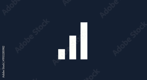 Three ascending white bars on a solid navy blue background