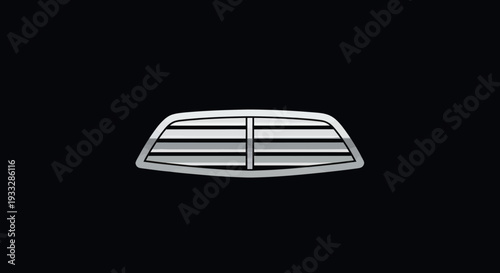 Silver grill with horizontal slats on black background