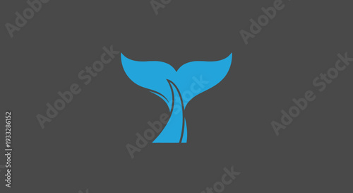 Stylized whale tail, blue on grey