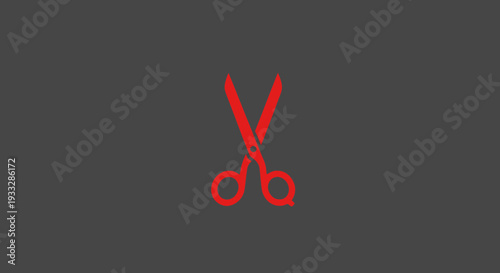 Red scissors graphic on gray