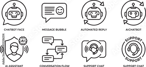 Chatbot communication icons set flat design scalable vector illustration graphic design art