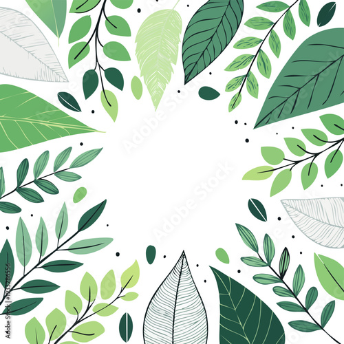 Collection of various green leaves arranged in a circular pattern.