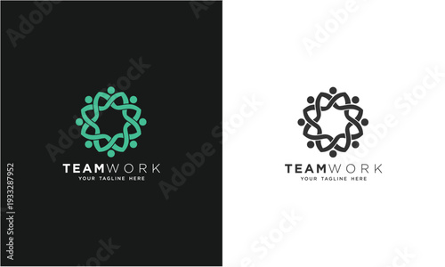 Teamwork concept logo. Teamwork icon on a white and black background. With various colors.