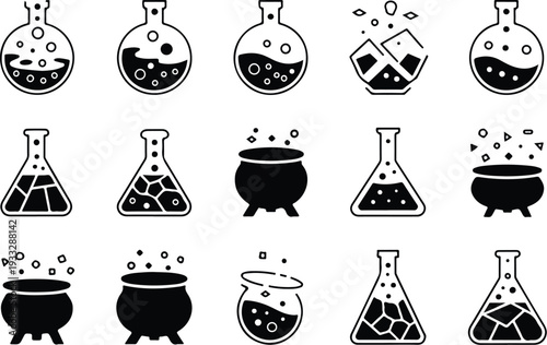 Set of 12 laboratory equipment icons vector