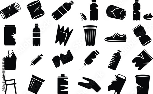 Set of 25 waste management icons vector
