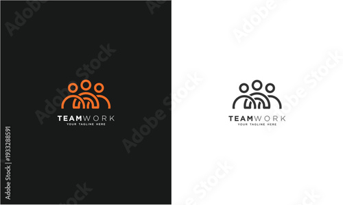 Teamwork concept logo. Teamwork icon on a white and black background. With various colors.