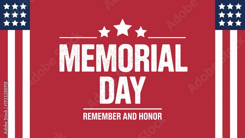 Memorial Day American patriotic holiday greeting card with flag stars and stripes