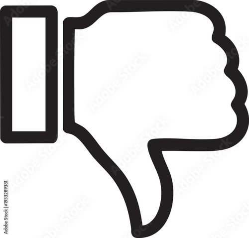 A simple black and white line art icon of a hand giving a thumbs down gesture