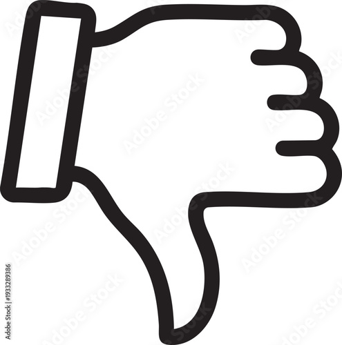 Thumbs down icon symbol of dislike or disapproval in a simple black line art style