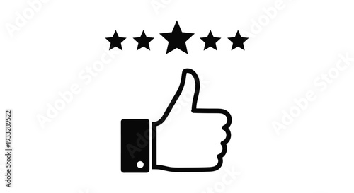 Vector illustration of a positive customer review showing a thumbs-up gesture and four out of five stars rating.