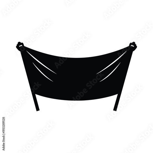 Black hammock on stand for outdoor relaxation and leisure