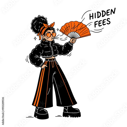 Cartoon Character Holding Orange Fan.