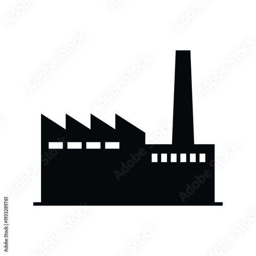 Modern factory building with smokestack