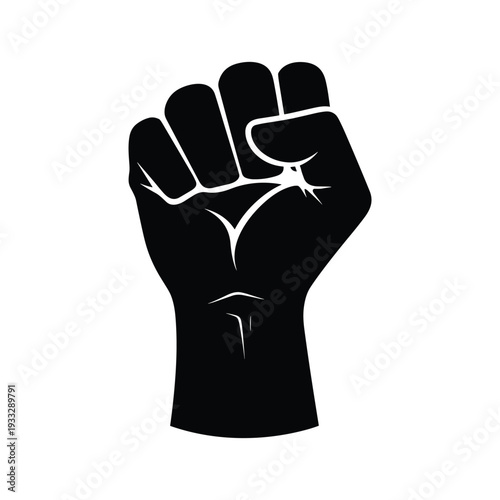 Raised fist symbolizing power and resistance in black silhouette
