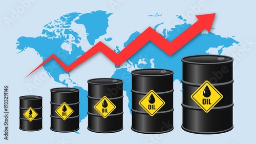World oil barrels price goes up chart animated, 4K resolution