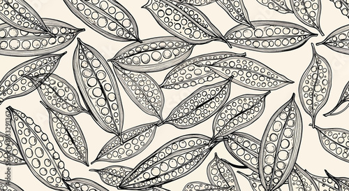 Abstract Hand-Drawn Cocoa Pods Seamless Pattern Vector