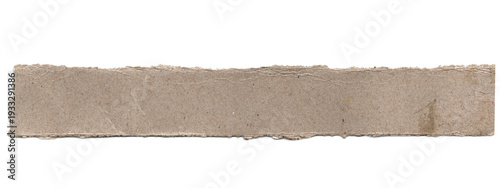 Vintage style torn brown cardboard strip featuring a rough ragged edge and earthy tones