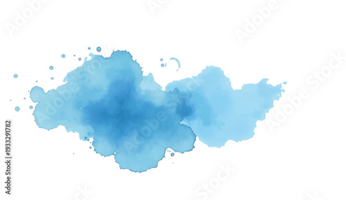 Blue watercolor paint splashes form a 3d paper silhouette illustration of a world map continent with a vector contour design for geography and cartography