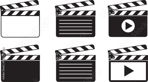 Clapperboard icons for film and video production