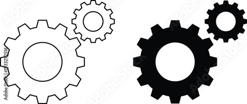 Set of 2 Gear Icons Vector