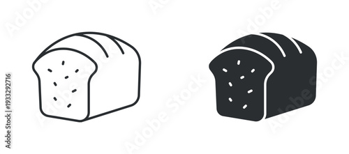 Bread Loaf Icon Set, Bakery Food Line and Solid Vector Illustration