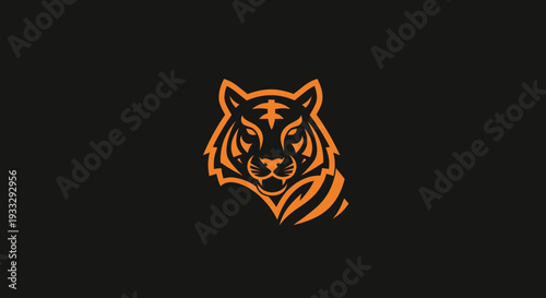 Orange tiger head stylized on black