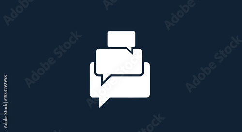 Stack of white speech bubbles on dark blue background