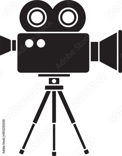 Vintage film camera on tripod