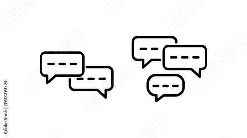 Group of chat bubbles with lines for text on white background