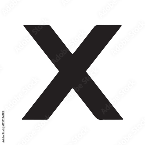 The vector black X symbol on white surface on white back round