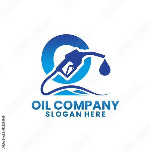 Fuel Pump Oil Drop Logo for Energy Company. Letter O with Fuel and Oil logo design