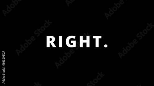 Simple Right transition animation.Right text animation on black background in 4k.