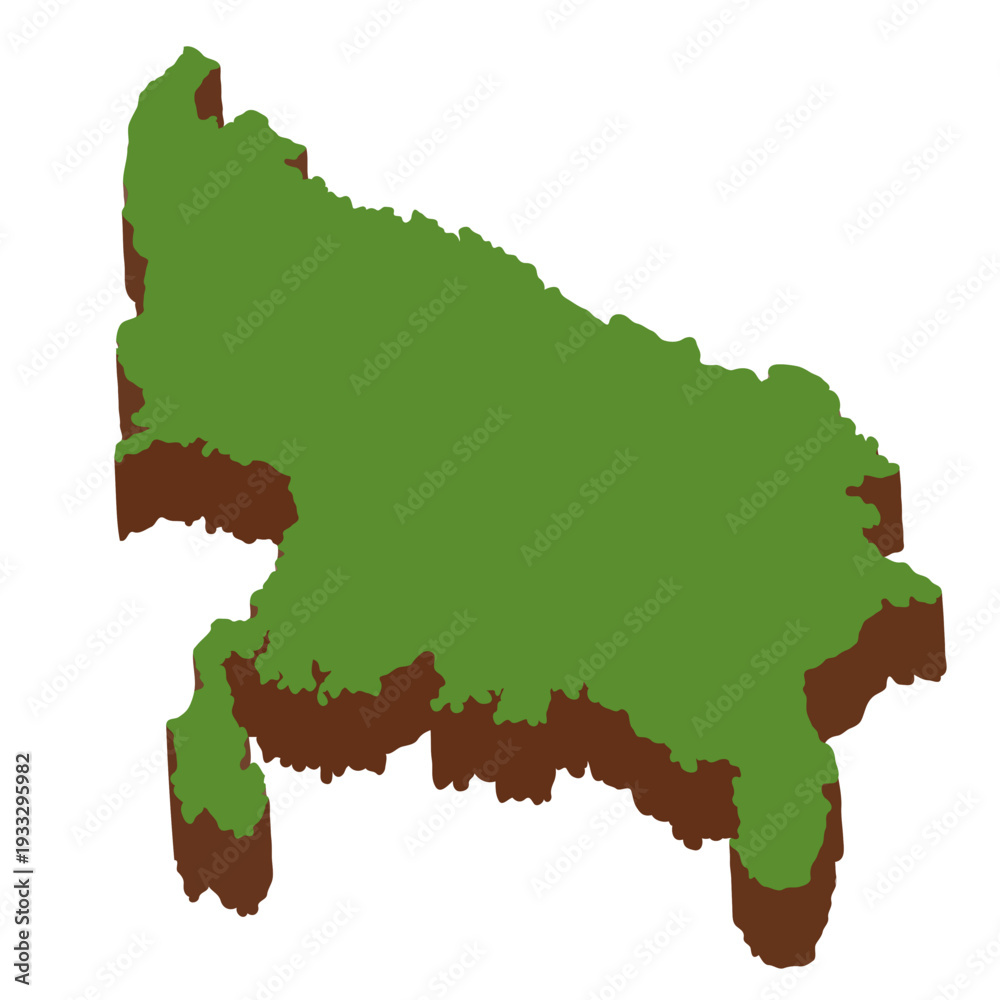 Obraz premium Uttarpradesh State 3D Map Illustration – India Political Map with Shadow Effect Vector