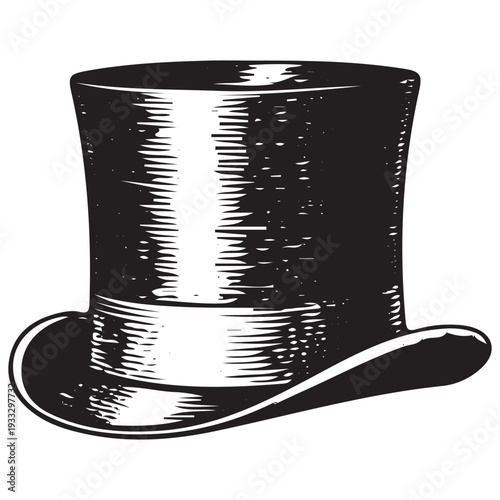 Elegant Top Hat Vintage Formal Gentleman Fashion Engraving Illustration