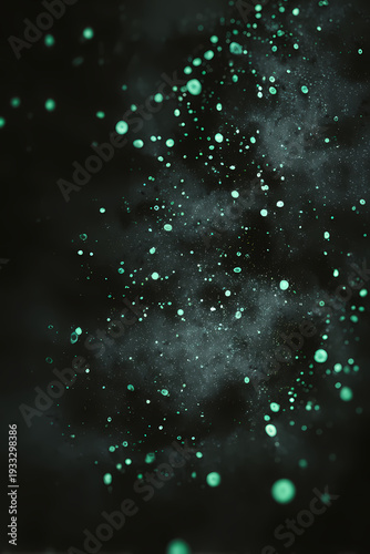 Charcoal Grain with Green Glow Spots Background