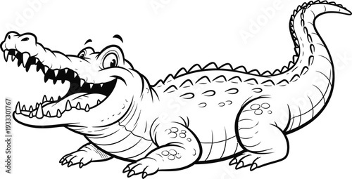 A cartoon crocodile with an open mouth and sharp teeth