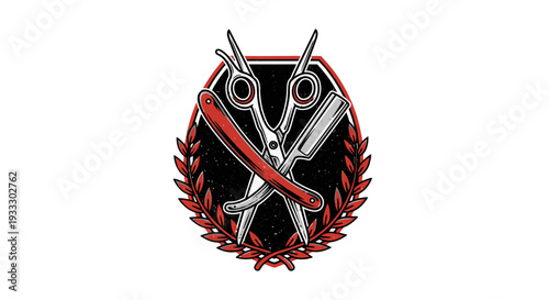 Salon logo with scissors and comb emblem design.