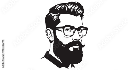 Illustration of a bearded man with glasses and stylish hair.