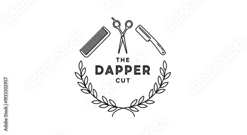 The Dapper Cut logo with grooming tools and laurel wreath.