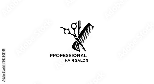 Professional Hair Salon Logo with Scissors and Comb.