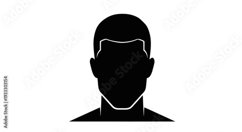 Silhouette of a man's head and shoulders with a simple white outline.