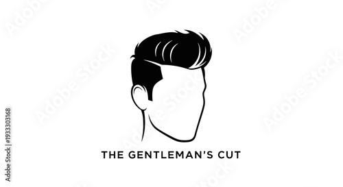 Simple black and white illustration of a man's head with a stylish haircut.