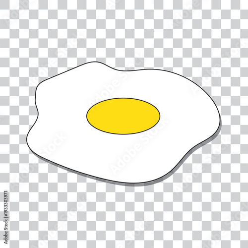 Cooked fried egg with yolk and egg white flat color vector icon for food apps and websites. EPS 10.